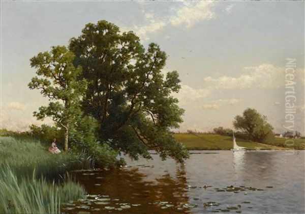 Young Woman By A Lake - view 1