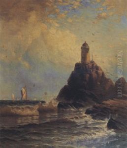 Lighthouse On Rock by Alfred Thompson Bricher