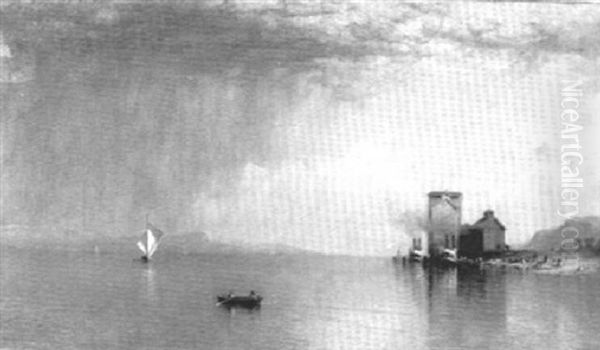 Mississippi River View With Steamboats, Sailboats And Many Passengers On Shore - view 1