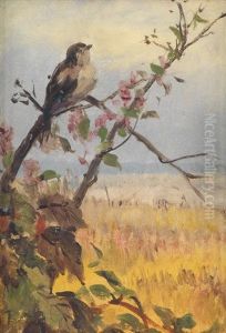 Bird On A Flowering Branch by Fidelia Bridges