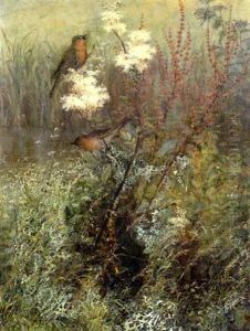 Songbirds In A Woodland Marsh by Fidelia Bridges