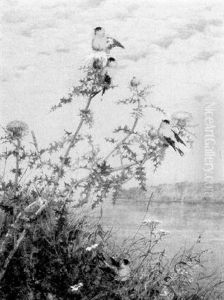 Goldfinchs And Thistle
