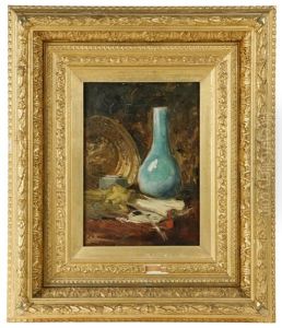 Still Life With Celadon Vase And Brass Charger