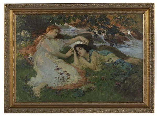 An Idle Moment, Two Beauties By The River - view 1