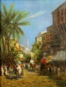 Orientalist Market Street Scene by Frederick Arthur Bridgman