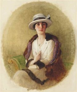 Portrait Of A Lady With A White Hat by Frederick Arthur Bridgman
