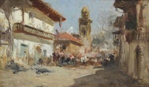 Combat Dans Une Ville Orientale by Frederick Arthur Bridgman