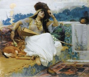 Jeune Femme Sur Une Terrasse by Frederick Arthur Bridgman