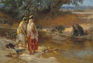 On The Banks Of The Wadi by Frederick Arthur Bridgman