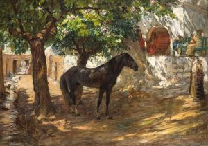 Village Dans Le Sahara by Frederick Arthur Bridgman
