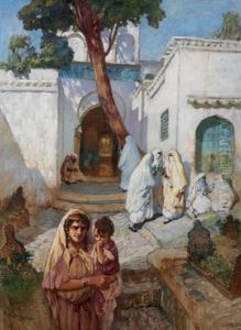 Femmes Aux Abords De La Mosquee Sidi Abderrahman by Frederick Arthur Bridgman