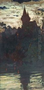 Le Chateau Du Henant Au Clair De Lune by Frederick Arthur Bridgman