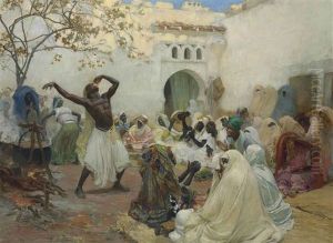 La Ceremonie Des Aissaoui A Blida En Algerie by Frederick Arthur Bridgman