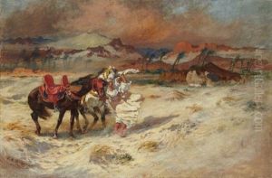 A Horseman In The Storm by Frederick Arthur Bridgman