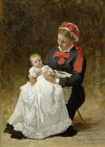 Junge Frau Mit Kind by Frederick Arthur Bridgman