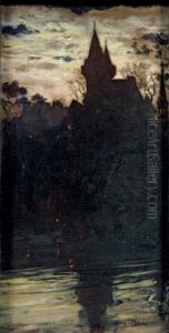 Le Chateau Du Henant Au Clair De Lune by Frederick Arthur Bridgman