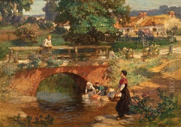 Village Scene, Washing Laundry - view 1