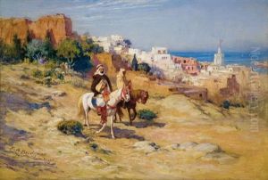 Cavaliers Chevauchant Sur Les Hauteurs D'alger by Frederick Arthur Bridgman