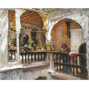 Woman On A Balcony, Algiers by Frederick Arthur Bridgman
