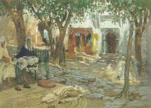 Idle Moments, An Arab Courtyard by Frederick Arthur Bridgman