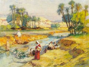 Washerwomen Along A River