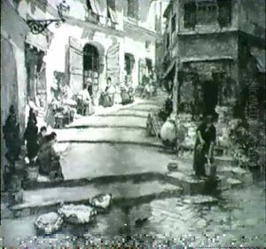 Rue Droite, Dans Le Vieux Nice by Frederick Arthur Bridgman