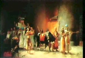 Study For The Procession Of                                 The Sacred Bulls Apis by Frederick Arthur Bridgman