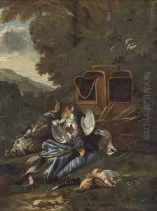 Trofeo De Caza Ante Un Paisaje by Bernaert De Bridt