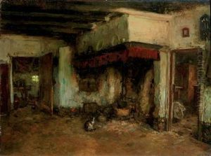 Interior With A Cat by Arthur Henri Christiaan Briet