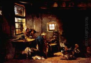 Interieur Mit Grossvater by Arthur Henri Christiaan Briet