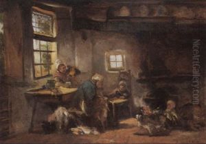 Family In An Interior by Arthur Henri Christiaan Briet