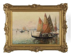 Gondolas At Sunset, Venice by Nicholas Briganti