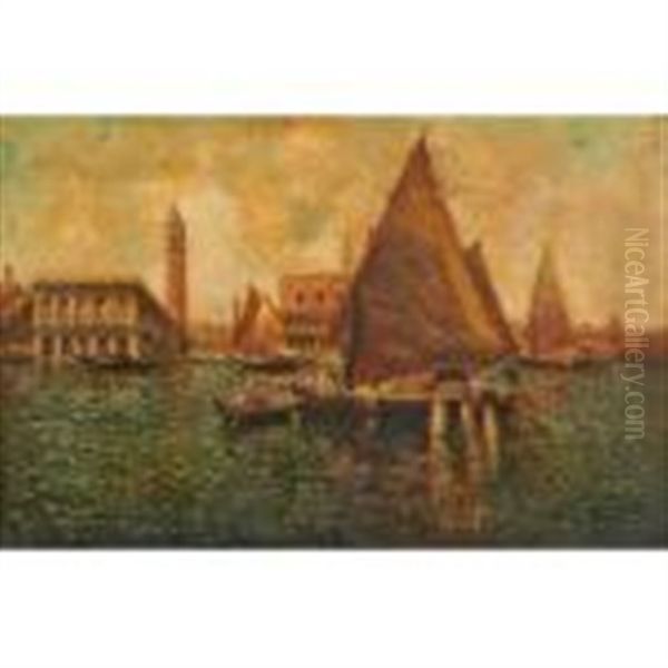 Venetian Scene With Sailboat - view 1