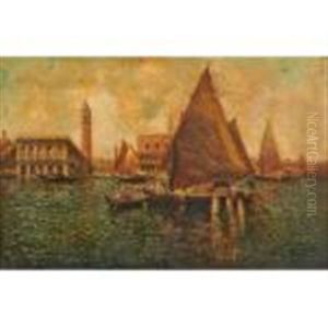 Venetian Scene With Sailboat by Nicholas Briganti