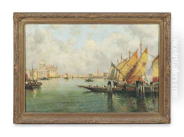 Gondolas On The Grand Canal, The Doge's Palace And Santa Maria Della Salute In The Distance - view 1