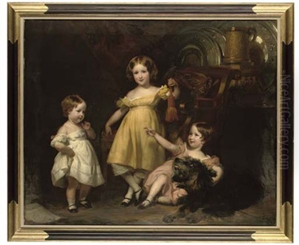Group Portrait Of Lady Charlotte, Lady Augusta And Lady Katharine Scott, Three Great-grandchildren Of Lord High Chancellor Eldon (collab. W/sir Edwin Henry Landseer; + Portfolio Of Portrait Studies) - view 1
