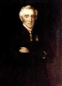 Portrait Of Arthur Wellesley, 1st Duke Of Wellington, Wearing A Coat With The Order Of The Golden Fleece And The Waterloo Medal by Henry Perronet Briggs