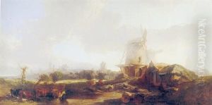 Scene In Holland, Cattle By A Windmill Scene In Holland, Cattle By A Windmill