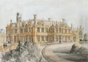Figures Promenading Outside Ketteringham Hall by Thomas Allason