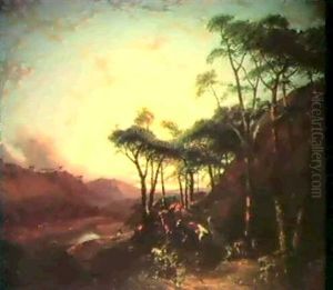 A Mountainous Landscape by Henry Bright