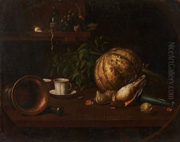 Nature Morte Aux Figues, Raisins Et Pot A Pharmacie - view 1