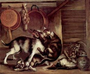 Gatto Che Si Difende Da Un Cane by Giovanni Francesco Briglia