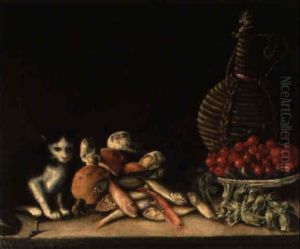 Gatto Vicino A Funghi, Pesci E Ciliege