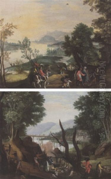 A River Landscape With Hunters - view 1
