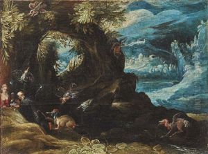 Fantasy Landscape With The Temptation Of The Saint Anthony by Paul Bril