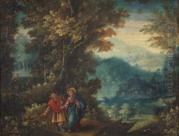An Extensive Landscape With The Rest On The Flight Into Egypt; And An Extensive Landscape With The Temptation Of Christ (pair) - view 1