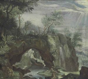 A Rocky Landscape With Saint Francis Receiving The Stigmata, Another Figure Looking On