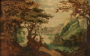 Paysage De Foret Avec Un Promeneur