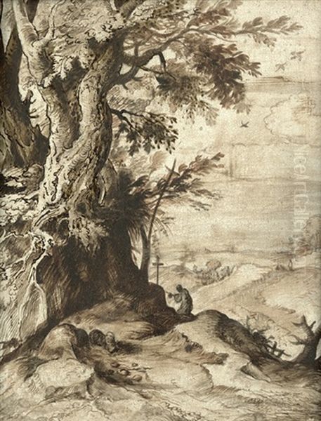 Landschaft Mit Dem Hl. Hieronymus Bei Einem Baum - view 1