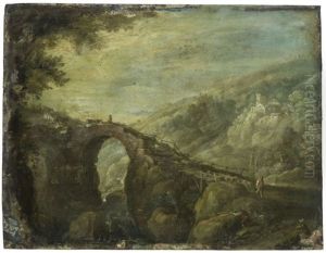 Pont Traversant Un Paysage Montagneux by Paul Bril